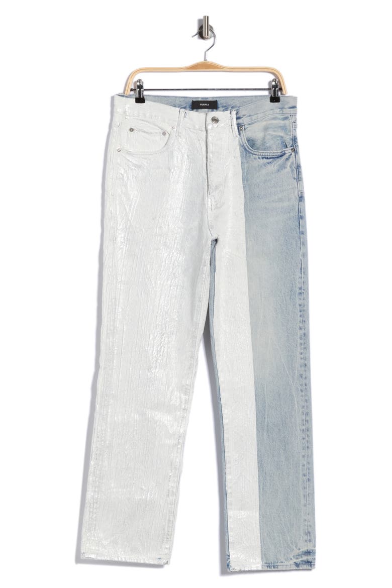 Metallic Crackle High Waist Straight Leg Jeans, Alternate, color, CRACKLE SILVER