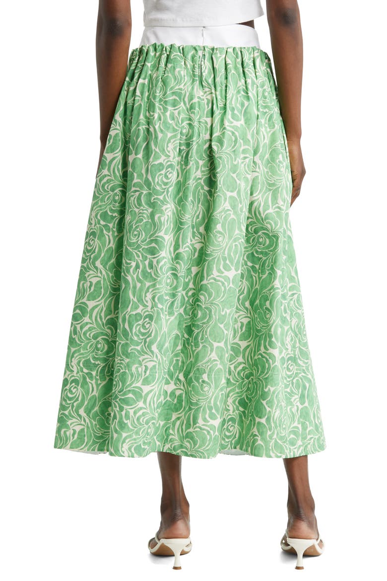 Almost Kelly Floral Print Cotton Maxi Skirt, Alternate, color, EMERALD BUDS