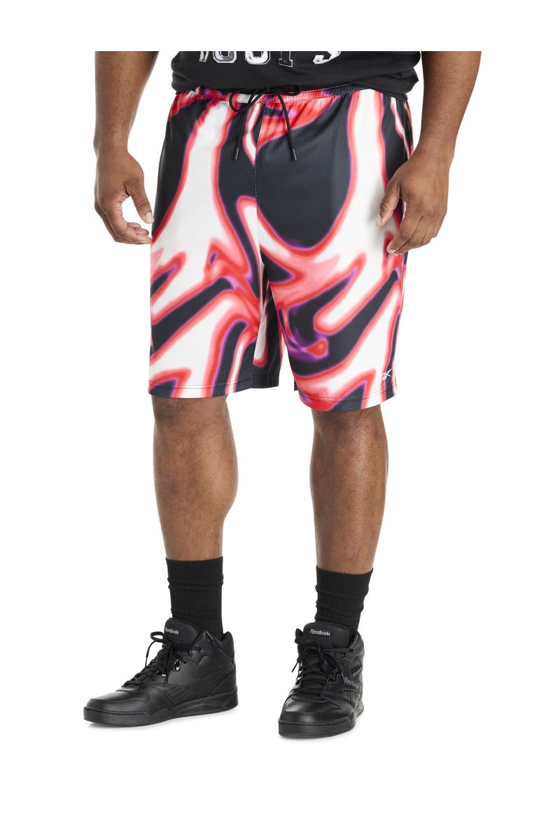 Big & Tall Performance Transitional Basketball Shorts, Main, color, BLACK FIRE MULTI