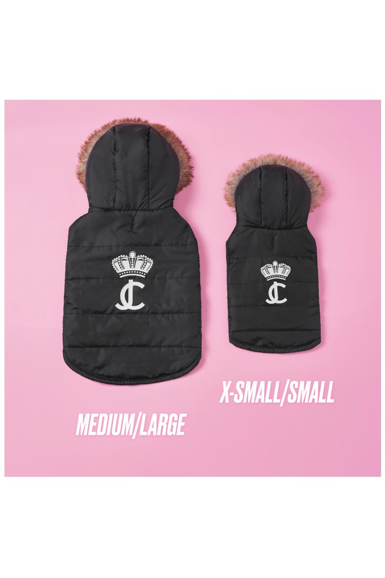Faux Fur Hooded Pet Coat, Alternate, color, BLACK