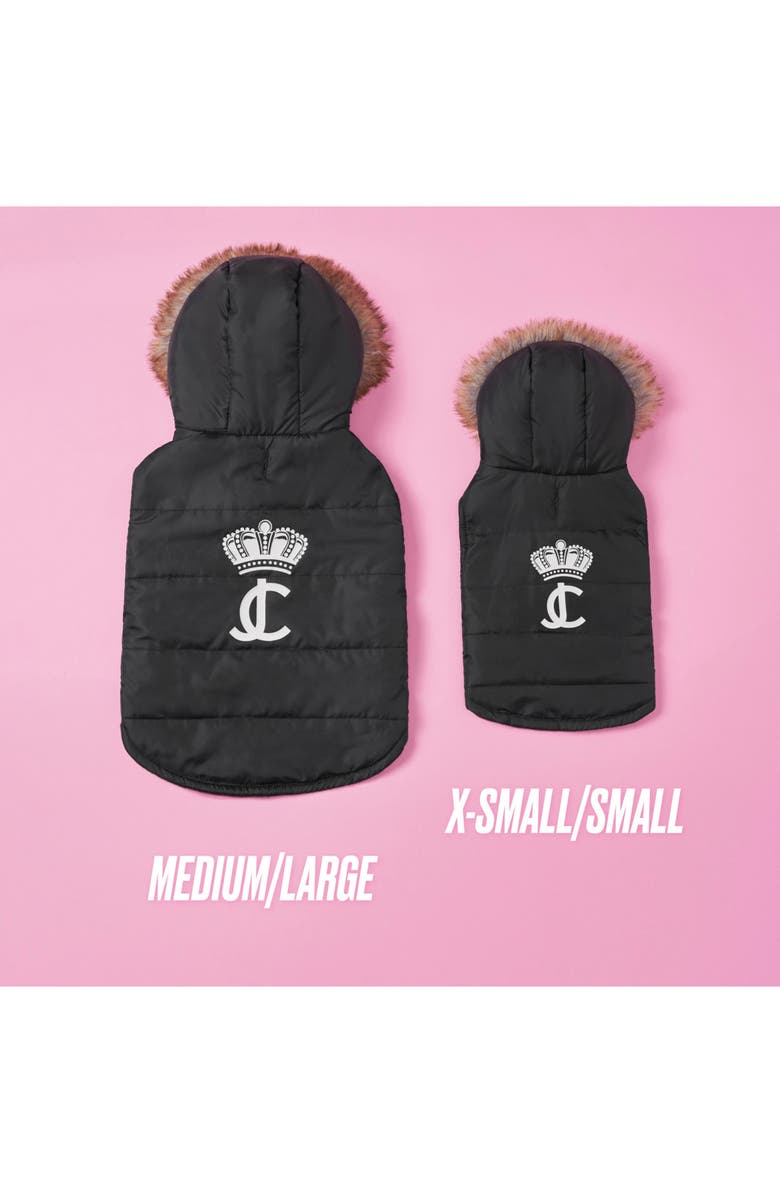 Juicy Couture Faux Fur Hooded Pet Coat, Alternate, color, Black