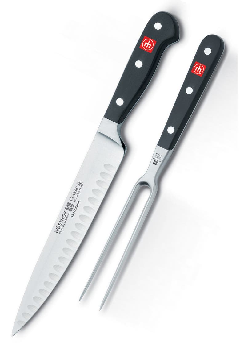Classic 2-Piece Stainless Steel Carving Set, Main, color, BLACK