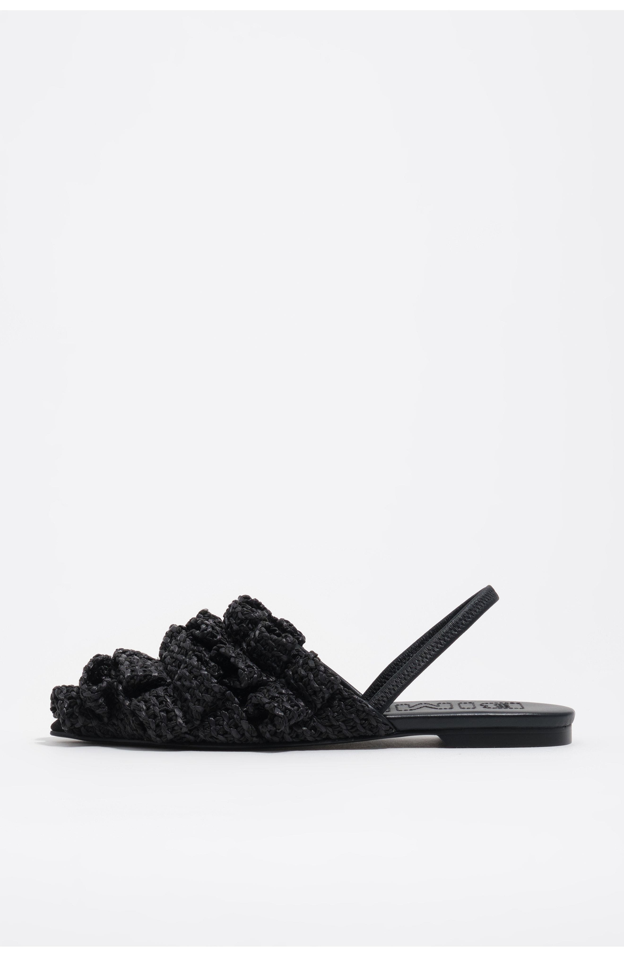 Bimba y Lola Raffia Slingback Ballerina Flats, Main, color, Black