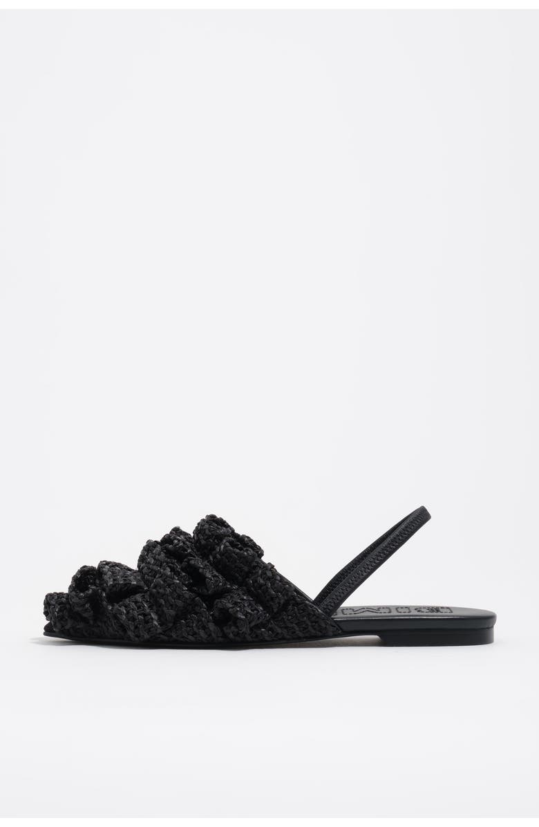Bimba y Lola Raffia Slingback Ballerina Flats, Main, color, Black