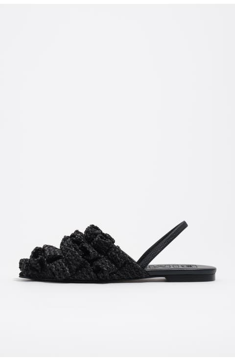Raffia Slingback Ballerina Flats