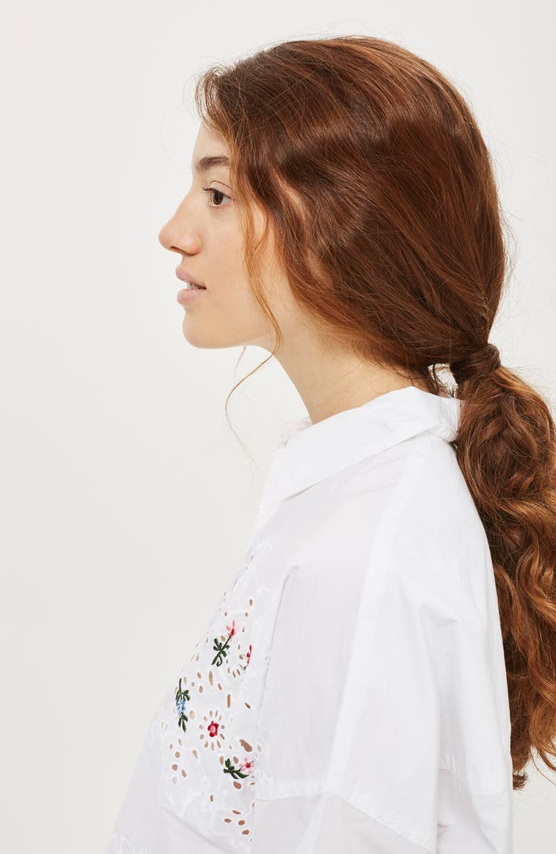 Topshop Kady Embroidered Eyelet Shirt, Alternate, color, 