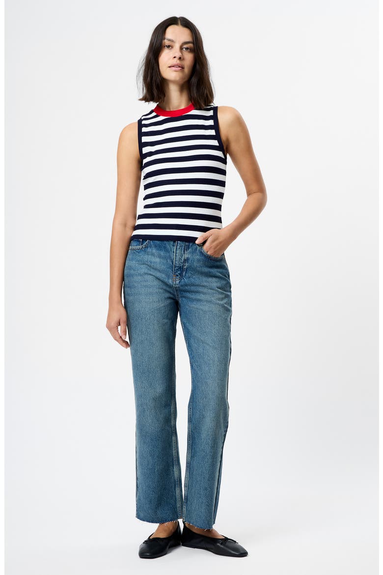 Esmae Stripe Rib Sleeveless Top, Alternate, color, MARINE-WHITE