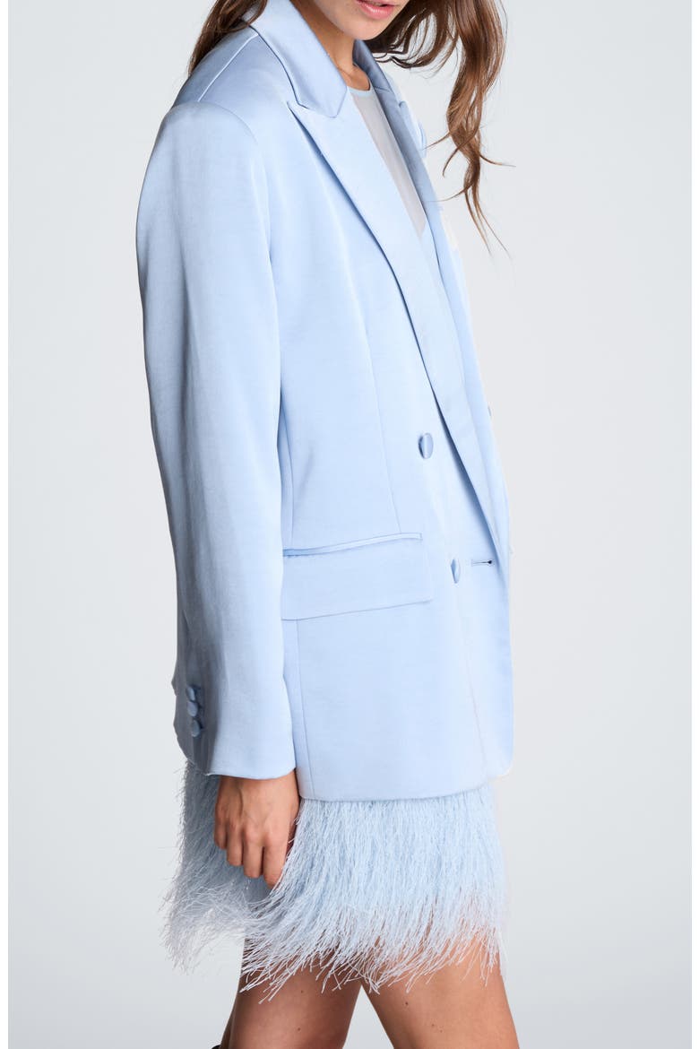 Double Breasted Satin Boyfriend Blazer, Alternate, color, SERENE BLUE