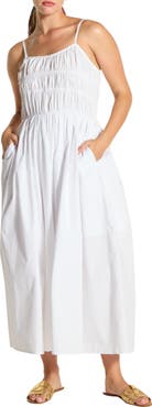 WISHLIST Sleeveless Smocked Cotton Midi Dress