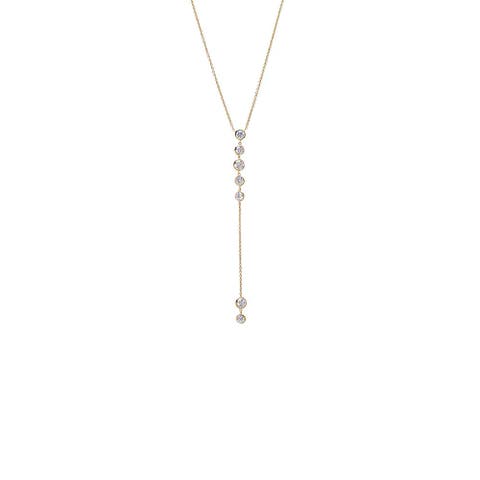 Lab Grown Diamond Vertical Drop Lariat Necklace 14K