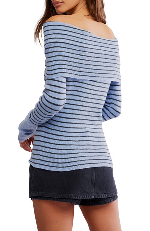 Free People Evergreen Off The Shoulder Sweater In Blue
