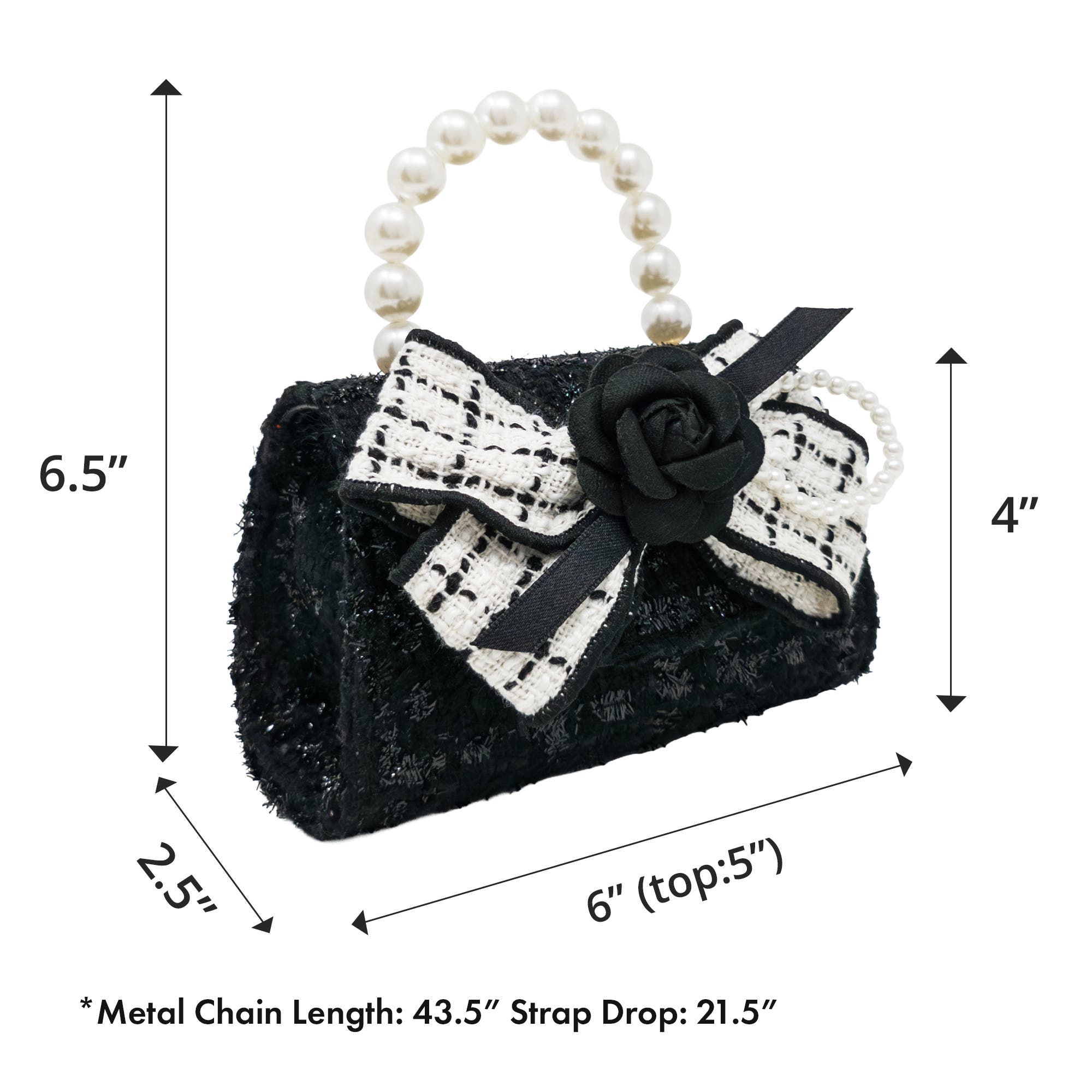 Puttisu Coco Ribbon Bow Pearl Handbag, Alternate, color, Noir Elegance