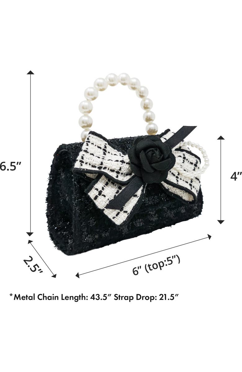 Puttisu Coco Ribbon Bow Pearl Handbag, Alternate, color, Noir Elegance