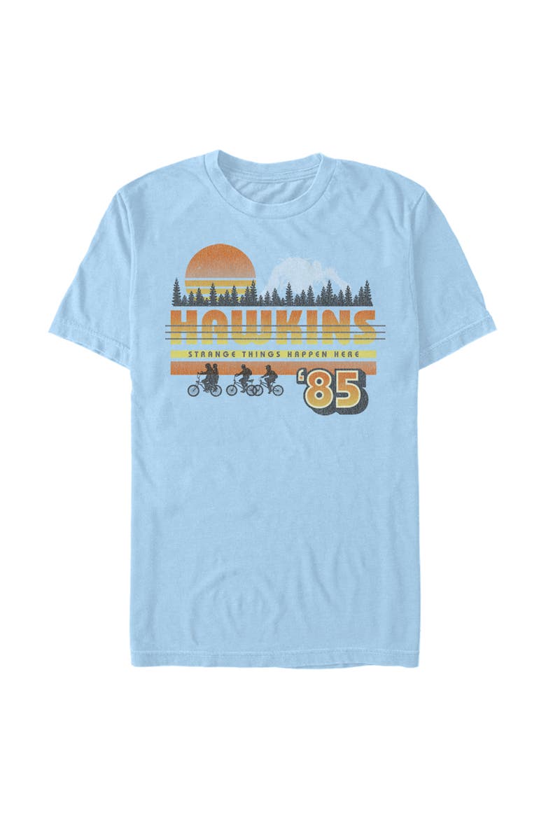 Netflix Men's Stranger Things Retro Hawkins Bikers Graphic T-Shirt, Main, color, Light Blue