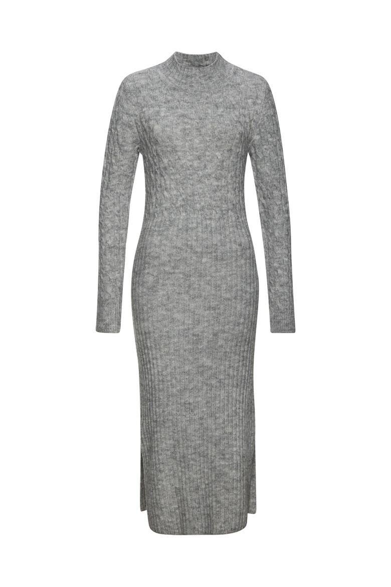 Cable Knit Sweater Dress, Alternate, color, Grey Heather