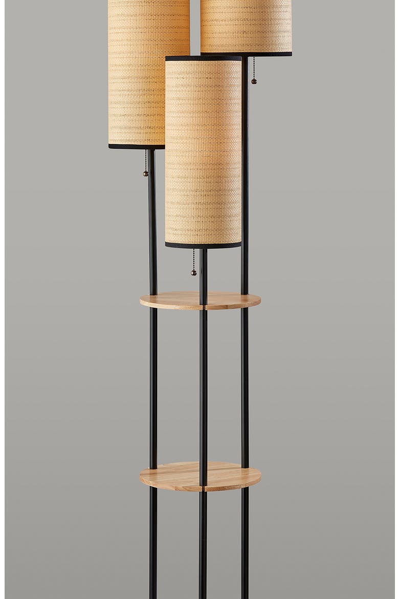 Trio Shelf Floor Lamp, Alternate, color, BLACK W. NATURAL WOOD SHELVES