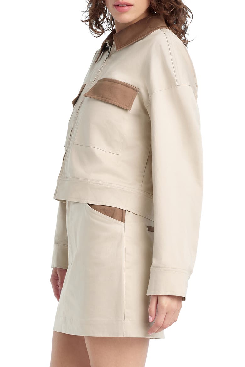 The Monica Stretch Cotton Jacket, Alternate, color, BEIGE W/ KHAKI CON
