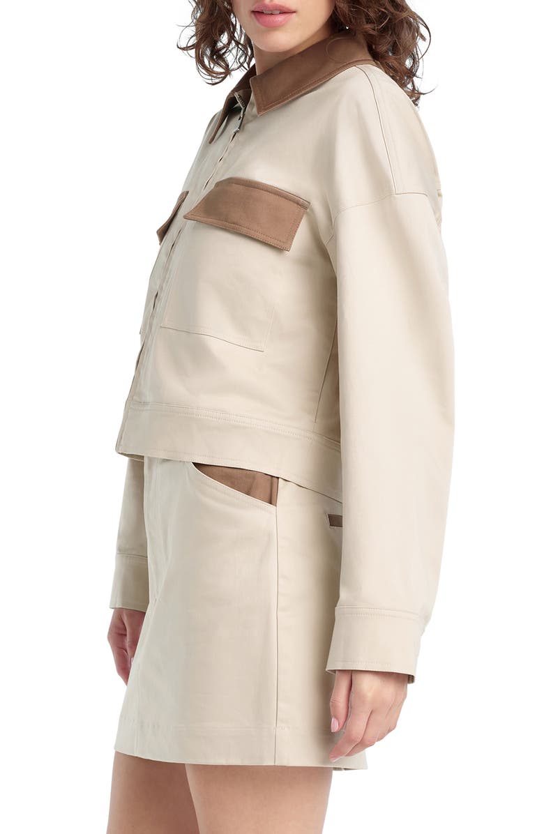 Favorite Daughter The Monica Stretch Cotton Jacket, Alternate, color, Beige W/ Khaki Con
