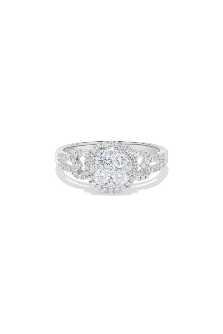 Circle Shaped Round Diamond Cluster Ring in 14K White Gold, Alternate, color, 14K White Gold