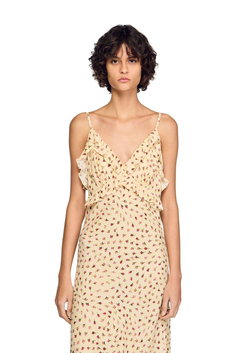 Flower print maxi dress, Alternate, color, Butter / pink