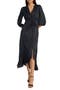 Three-Quarter Sleeve Faux Wrap Midi Dress