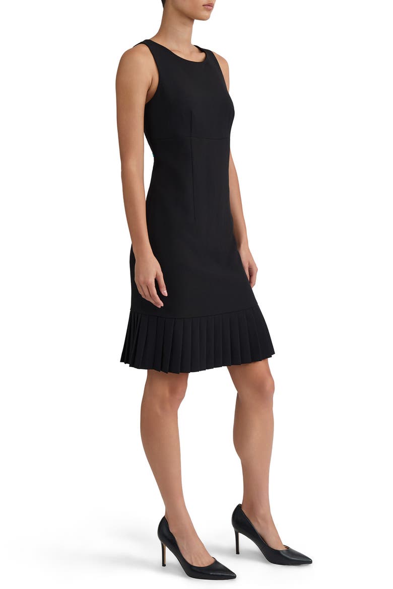 Pleated Sleeveless Sheath Dress, Alternate, color, BLACK