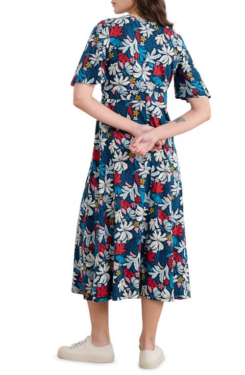 Seasalt Cornwall Chateaux Floral Print Organic Cotton Midi Dress In Seaweed Flower Maritime