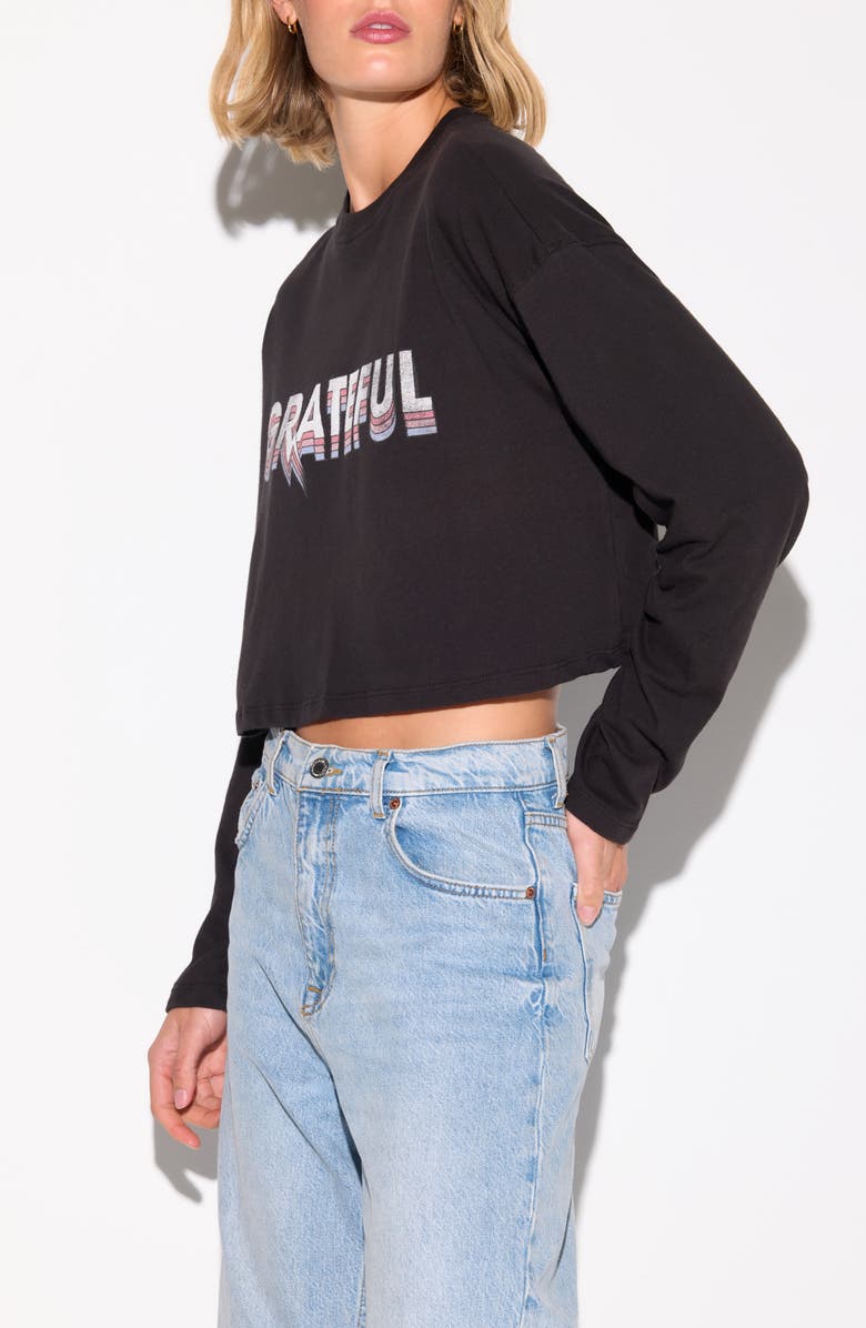 Spiritual Gangster Grateful Ascent Drew Long Sleeve Crop Cotton Graphic T-Shirt, Alternate, color, Black