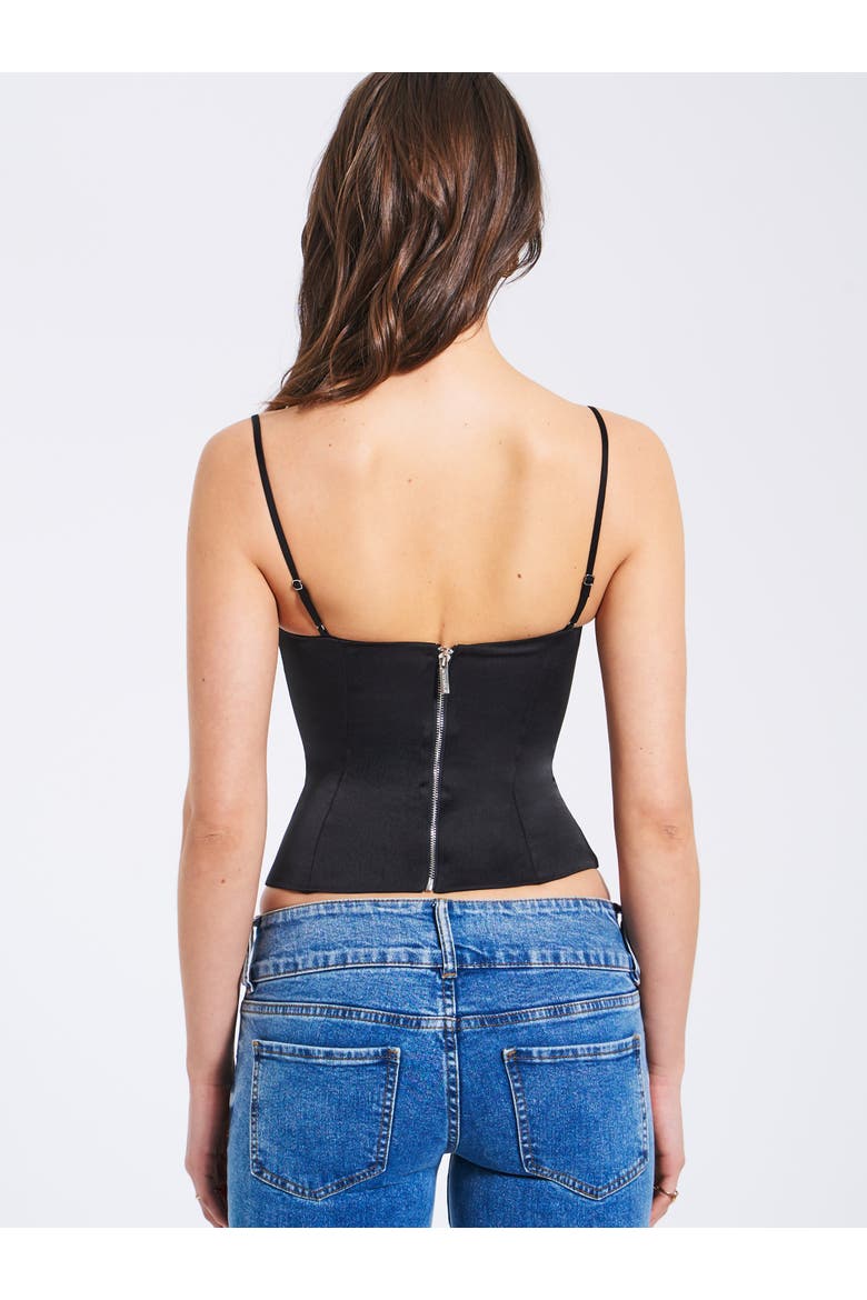 Padma Satin Lace Bustier Corset Top, Alternate, color, Black