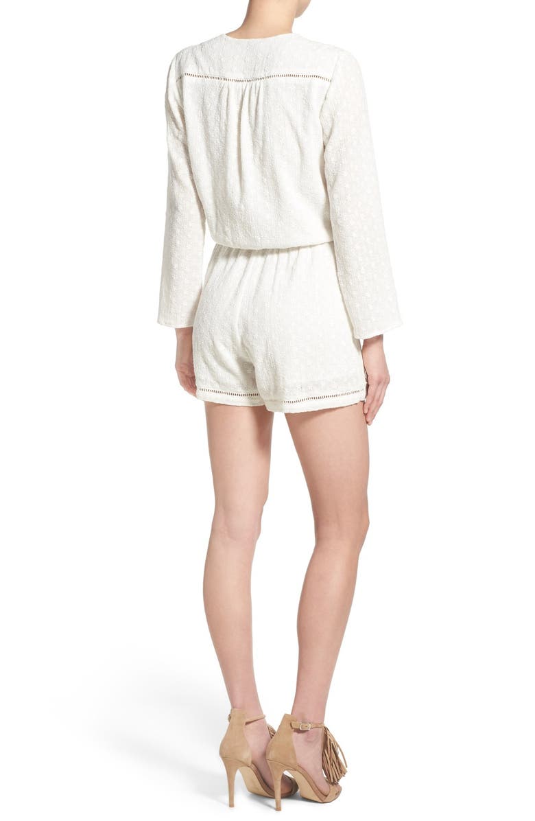 WAYF Lace-Up Cotton Romper, Alternate, color, 