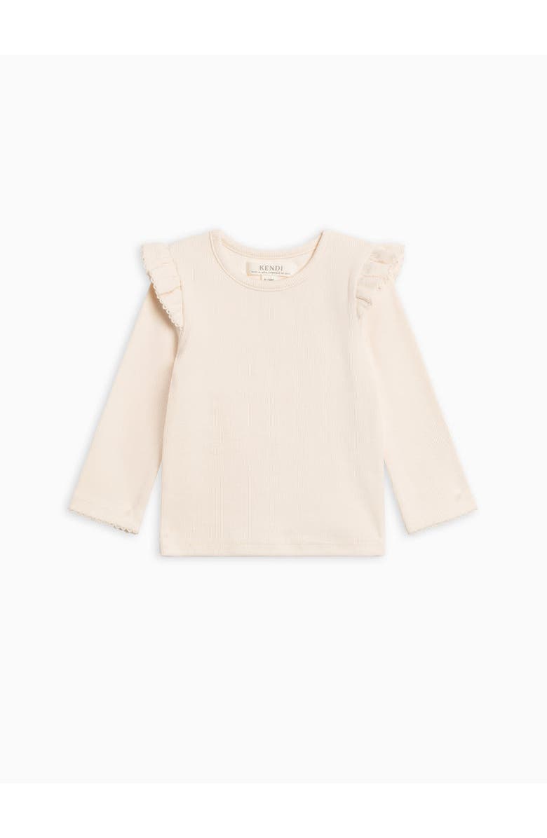 Kendi Rina Ribbed Ruffle Top, Main, color, Ivory