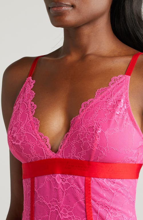 Lemonade Dolls Lace Bodysuit In Deep Pink