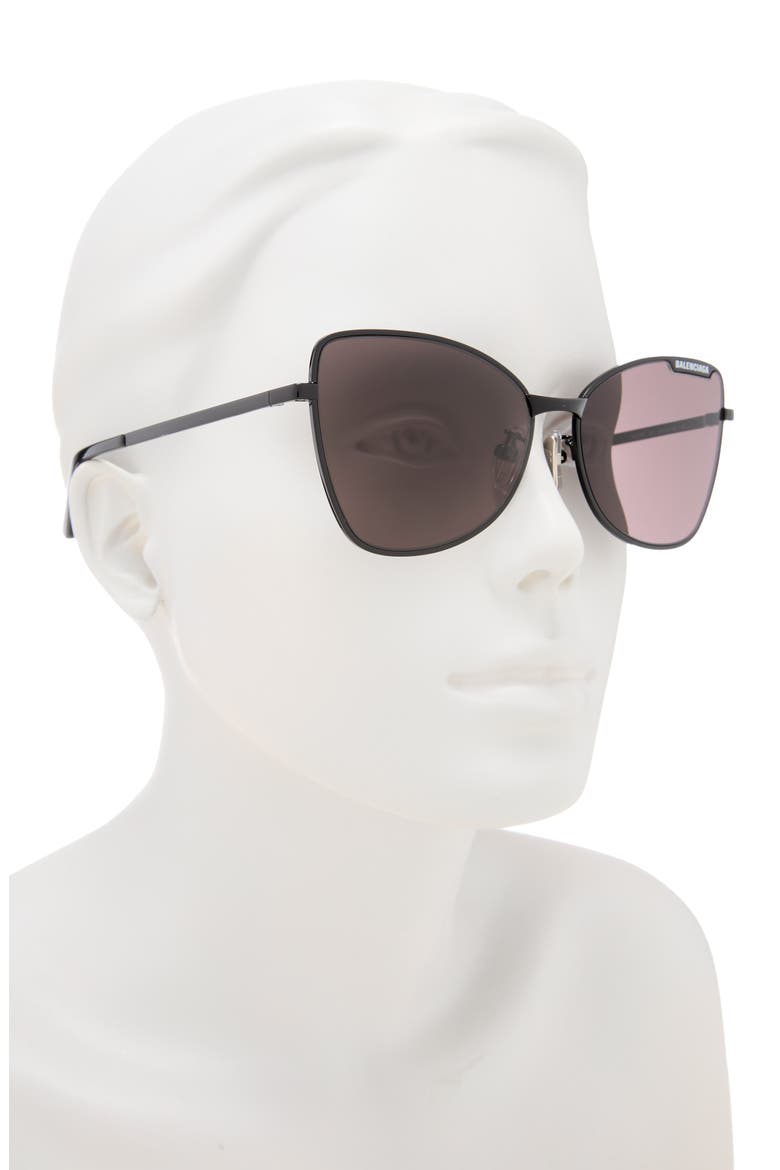 60mm Cat Eye Sunglasses, Alternate, color, BLACK BLACK GREY