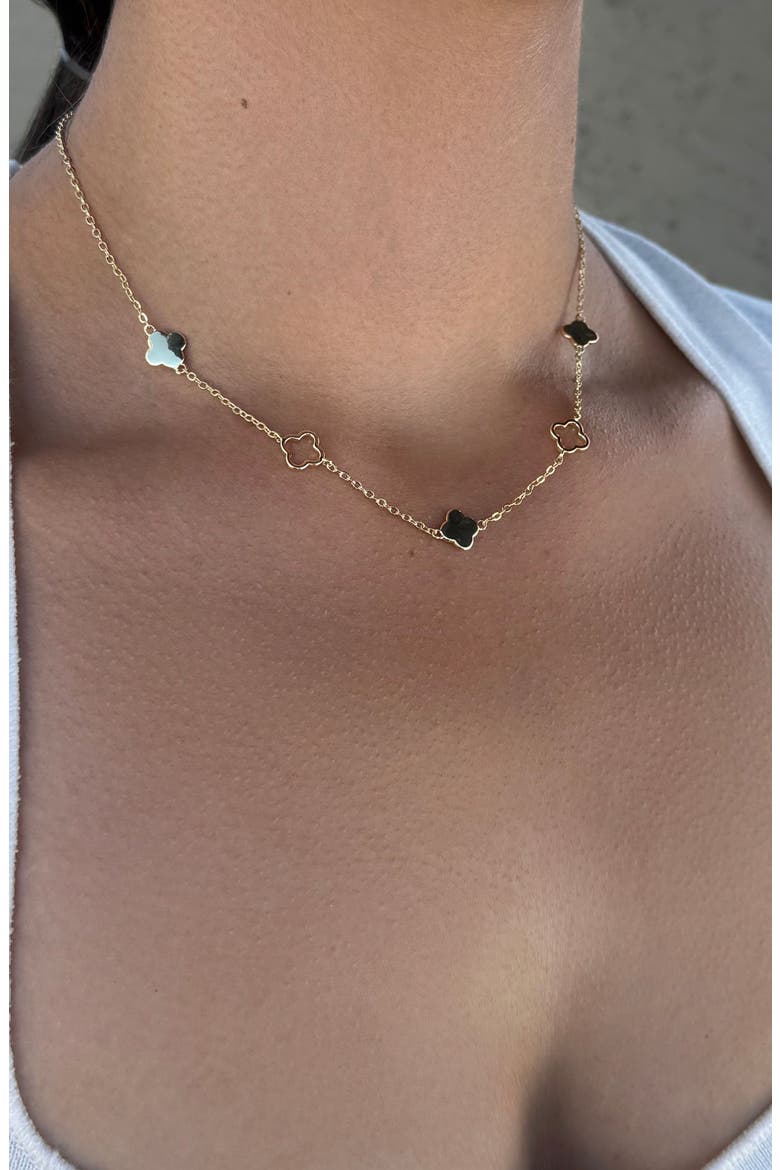 Clover Station Necklace, Alternate, color, GOLD