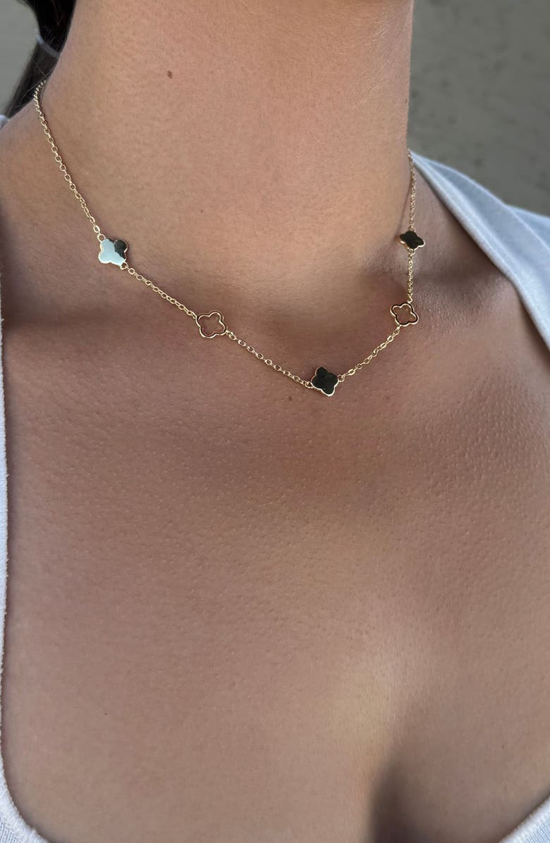 Adornia Clover Station Necklace, Alternate, color, Gold