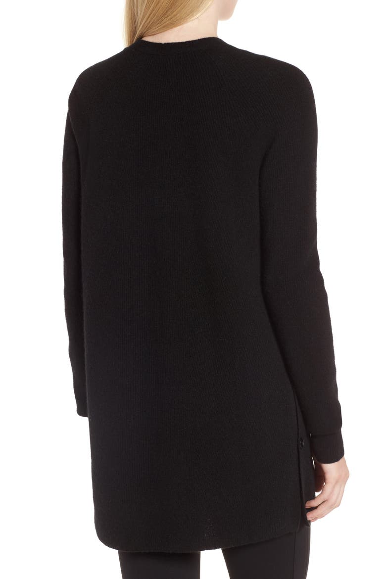Side Button Cashmere Cardigan, Alternate, color, BLACK