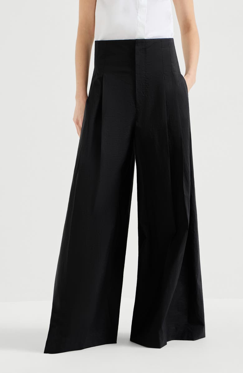 Brunello Cucinelli Maxi trousers, Alternate, color, Black