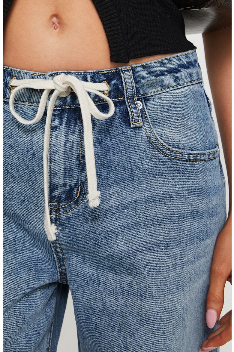 Mellowed Out Drawstring Low Rise Wide Leg Jeans, Alternate, color, MID BLUE