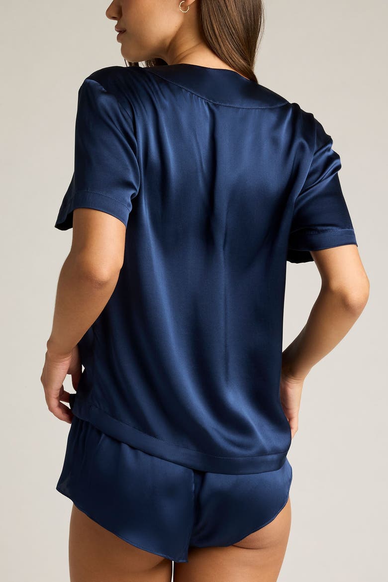 Eclipse Washable Silk V-Top, Alternate, color, Navy