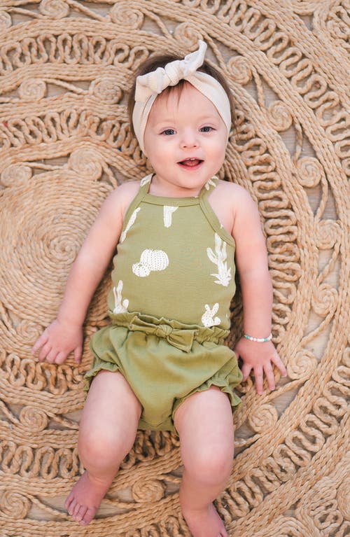 L'ovedbaby Print Organic Cotton Tank Bodysuit & Bloomers Set In Green