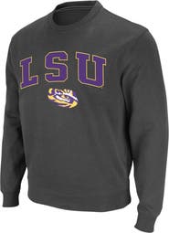 COLOSSEUM Men's Colosseum Charcoal LSU Tigers Arch & Logo Crew Neck Sweatshirt