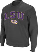 COLOSSEUM Men's Colosseum Charcoal LSU Tigers Arch & Logo Crew Neck Sweatshirt