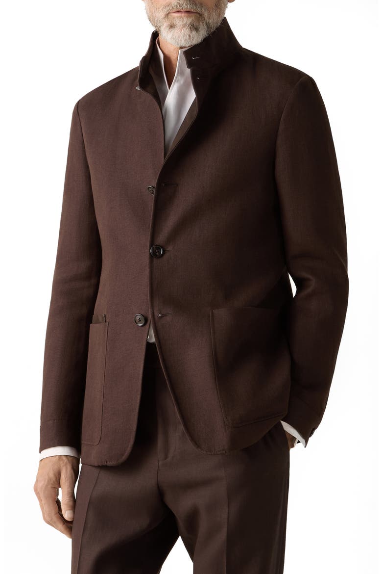 Oasi Lino Il Conte Jacket, Main, color, DARK BROWN