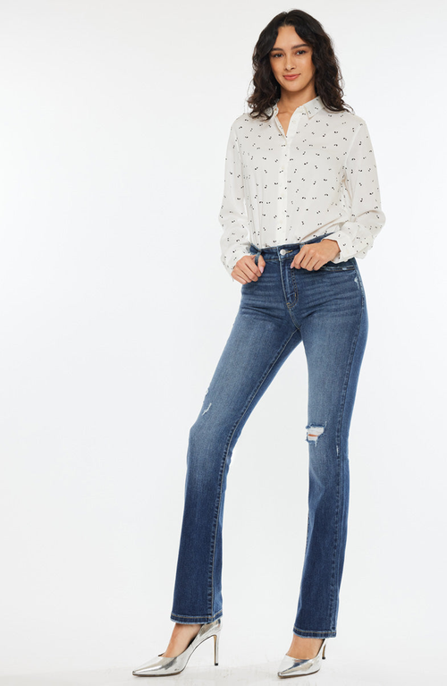 Kancan Brooklyn Essentials High Rise Skinny Bootcut Jeans In White
