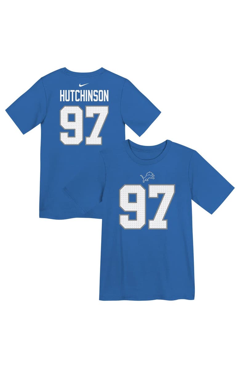 Nike Preschool Nike Aidan Hutchinson Blue Detroit Lions Player Name & Number T-Shirt, Main, color, Blue