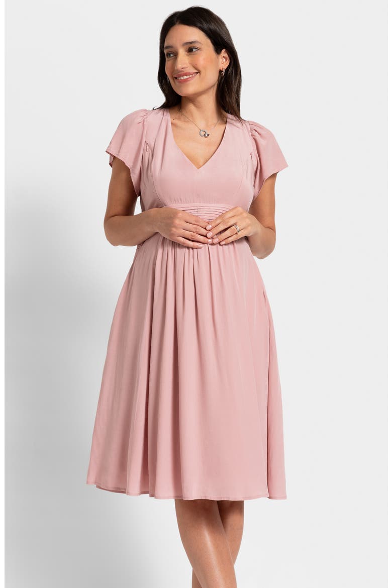 Flutter Sleeve Maternity/Nursing Dress, Alternate, color, BLUSH