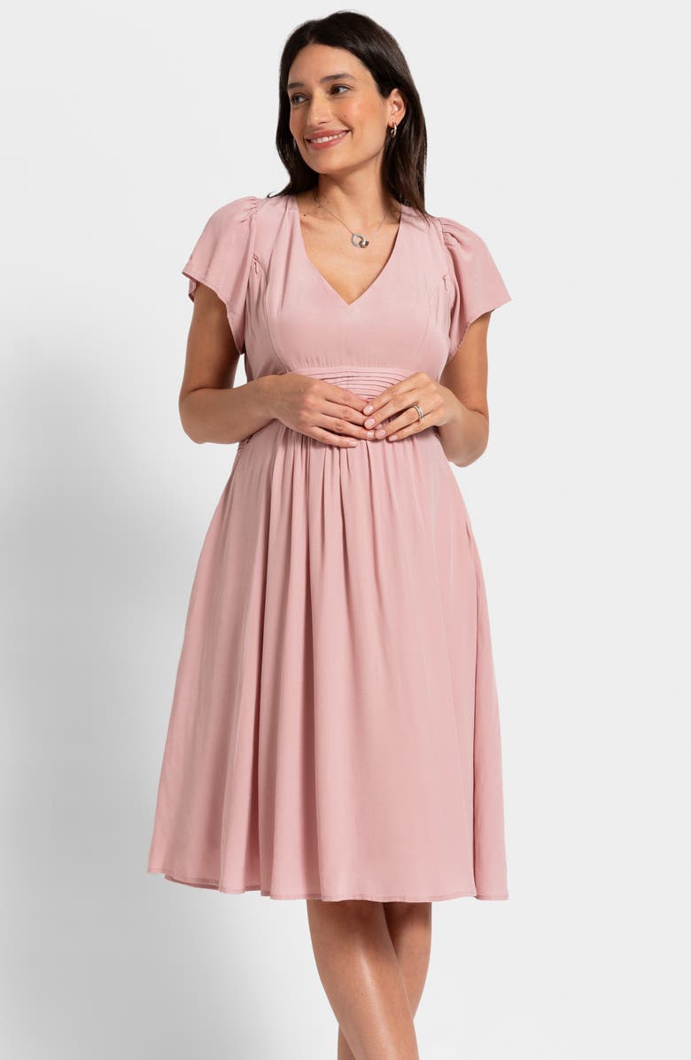 Seraphine Flutter Sleeve Maternity/Nursing Dress, Alternate, color, Blush