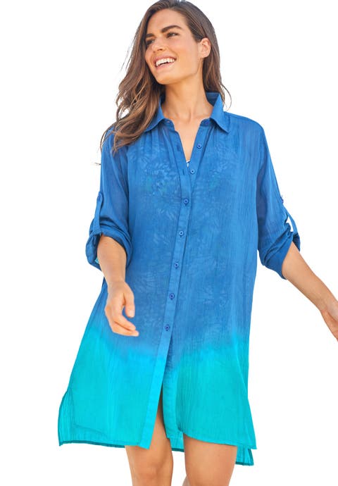 Button-Front Swim Cover Up
