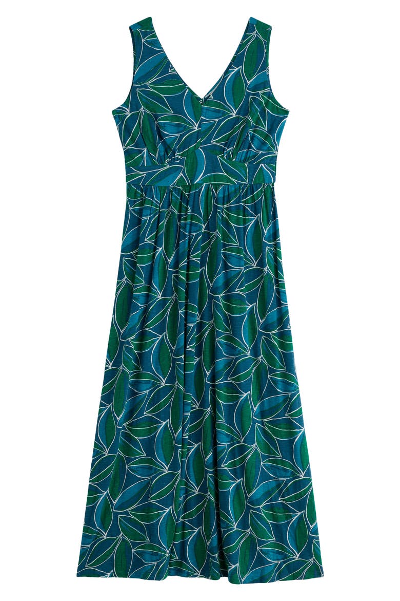 Polmanter Leaf Print Sleeveless Organic Cotton Jersey Maxi Dress, Alternate, color, LILY LEAF STORM