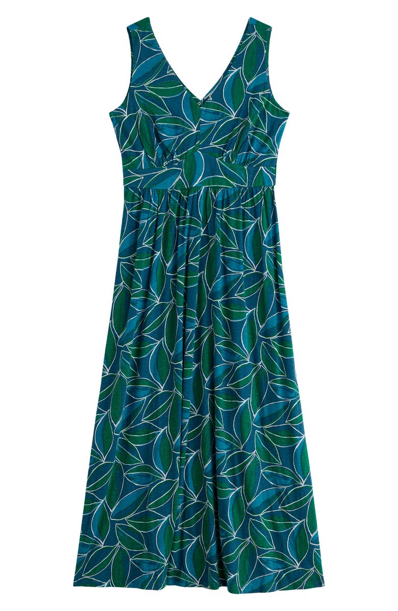 Seasalt Cornwall Polmanter Leaf Print Sleeveless Organic Cotton Jersey Maxi Dress, Alternate, color, Lily Leaf Storm